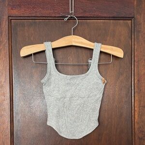 VS PINK Gray Ribbed Tank Top